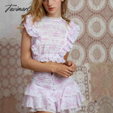 High Quality Sunday Set Elastic Waistband Cropped Top With Ruffle Detail And Cute Mini Shorts Skirts