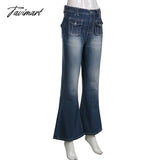 Tavimart 2000S Aesthetic Flared Pants Low Waist Jeans Women Vintage Wide Leg Cargo Streetwear Y2K