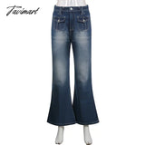 Tavimart 2000S Aesthetic Flared Pants Low Waist Jeans Women Vintage Wide Leg Cargo Streetwear Y2K