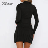 Tavimart Autumn And Winter New Knitted Cardigan Long - Sleeved Two - Piece Set For Women Fashion