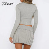 Tavimart Autumn And Winter New Knitted Cardigan Long - Sleeved Two - Piece Set For Women Fashion