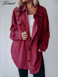 Tavimart Autumn Long Jacket Women Winter Plush Coat Shirt Female Button Fleece Jackets For