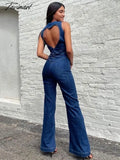 Tavimart Backless Heart Cutout Bodycon Jumpsuit For Women Casual Sleeveless Slim One - Piece
