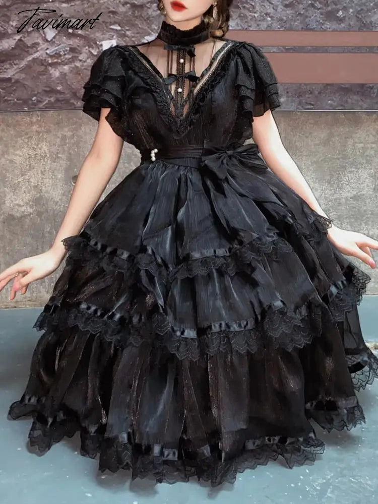Tavimart Balck White Angelic Pretty Lolita Op Dark Gothic Girl Dress F –  tavimart