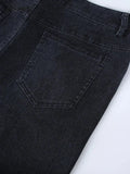 Tavimart Black Jeans For Women Diamond Baggy Pants High Waist Wide Legged Straight Leg Y2K