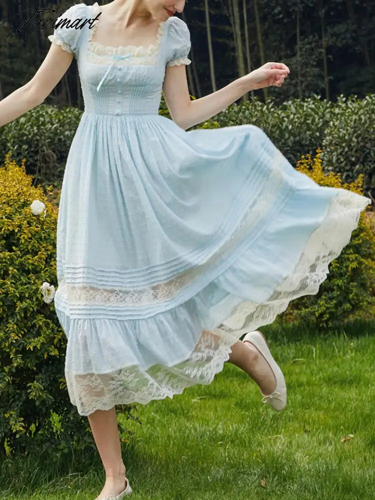 TAVIMART  -  Blue Shiny Silk Dress Suspender Light Luxury Fishtail Dress Birthday Party Dress Gorgeous Dreamy Homecoming Dresses 2024 New
