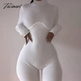 Tavimart Casual Workout Sporty Active Wear Playsuits Ribbed Solid Skinny Long Sleeve Biker Shorts