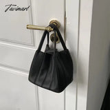Tavimart - Fashion Folds Women Bucket Bag Pu Leather Shoulder Bags Brand Designer Ladies Crossbody