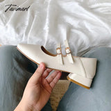 Tavimart - Fashion Genuine Leather Mary Jane Feminine Shoes Autumn New Thick Low Heel Shallow Mouth