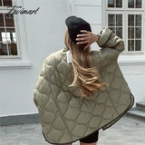 Tavimart Fashion Green Winter Warm Coat Women Casual Loose Single Breasted Pocket Jackets New