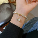 Tavimart - French Elegent Baroque Pearl Flower Bracelet For Women Adjustable Gold Color Chain