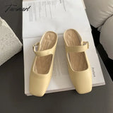 Tavimart - French Style Gentle Soft Bottom Buckle Strap Mary Jane Shoes Women Square Toe Simple