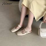 Tavimart - French Style Gentle Soft Bottom Buckle Strap Mary Jane Shoes Women Square Toe Simple