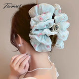 Tavimart French Vintage Hand Flowers Mesh Oversized Elegant Bow Hair Claw Women Temperament