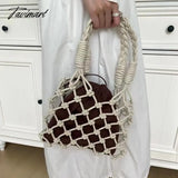 Tavimart - Handmade Weaves Handbags For Women Designer Luxury Retro Hollow Out Crochet Rope Woven