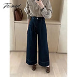 Tavimart - Harajuku Vintage Women’s Jeans Oversized Elegant Old Money Wide Leg Denim Pants Ladies