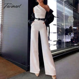 Tavimart High Street Slim Solid Jumpsuits Women Sexy Skew Collar Backless Jumpsuit Spring Summer Sleeveless Lace-Up Romper