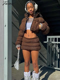 Tavimart High Waist Knitted Dress Suits Women Slim Fashion Zipper Short Coat Woman Bodycon Mini