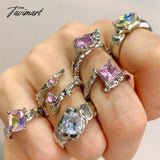 Tavimart Irregular Heart Open Stone Rings For Women Y2K Aesthetic Jewelry Girl Gothic Hollow Finger