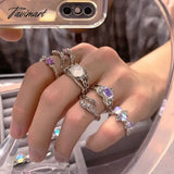 TAVIMART  Irregular Heart Open Stone Rings For Women Y2k Aesthetic Jewelry Girl Gothic Hollow Finger Ring Kpop Geometric Fashion Ring