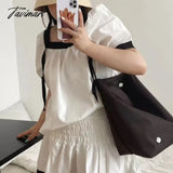 Tavimart Korean Fashion Nylon Shoulder Bags Women New Autumn Bucket High - Capacity Simple Solid