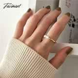 Tavimart - Korean Retro Elastic Rope Pearl Beaded Ring For Women Fashion Party Metal Chain Splicing