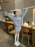 Tavimart - Korean Sweet Girl Suit Women’s Spring O - Neck Lace Bow Loose Pullover High Waist Mini