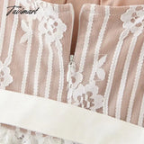 Tavimart Lace High - Low Sexy Summer Dress White Straps Belt Tied Women D - Ring Holiday Chic