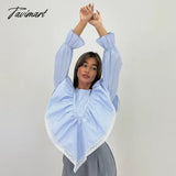Tavimart Lace Patchwork Chiffon Shirts For Women High Street Sexy Long Sleeve Hollow Out Blouse
