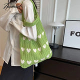 Tavimart Large Capacity Fashion Shoulder Bag Female Woven Heart Casual Handbag Harajuku Style Fresh