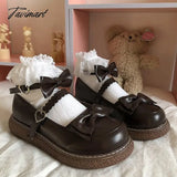 TAVIMART  -  Mary Jane Pu Lolita shoes Round Toe Japanese Jk Uniform White Black Brown Women's Bow Cute Loli Vintage Female Sweet Girls