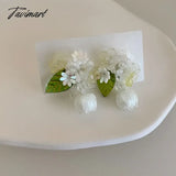 Tavimart Minar Ins Fashion White Blue Pink Color Resin Acrylic Flower Drop Earrings For Women Lily