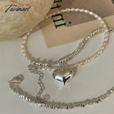 Tavimart Minar Stylish Irregular Freshwater Pearl Choker Necklace For Women Silver Color Heart