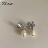 TAVIMART  Minar Summer New Enamel Flower Baroque Freshwater Pearl Pendant Drop Earrings for Women Wholesale Wedding Party Jewelry