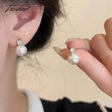 Tavimart - New Arrival White Pearl Zircon Stud Earrings For Women Elegant Sweet Simulated - Pearl