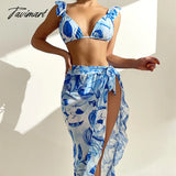 Tavimart New Gauze Skirt Bikini Cover Up Swimsuit Female Split Sexy Swimwear Luxury Short Long