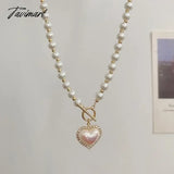 Tavimart - New High Quality Light Luxury Pearl Love Pendant Necklace For Woman Simple Fashion