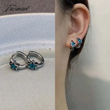 TAVIMART New Trendy Cute Sweet blue star Hoop Earrings for Women Girls Simple Fashion Vintage Earrings Aesthetic Jewelry Y2K Gift