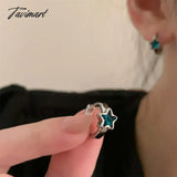 Tavimart New Trendy Cute Sweet Blue Star Hoop Earrings For Women Girls Simple Fashion Vintage