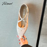 Tavimart - New Women Rivet Cross Flat Shoes Fashion Pointed Toe Shallow Ladies Elegant Dress Falt