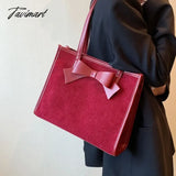 Tavimart Patchwork High - Capacity Totes For Women Sweet Bow Shoulder Bags Simple Solid Office Lady
