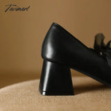 Tavimart - Plus Size 34 - 48 New Female Mary Janes Pumps Fashion Square Toe Lace Up Thick High