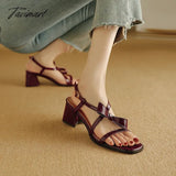Tavimart - Plus Size Cross Thin Ribbon Bow Applique Buckle Hollow Roman Style Sandals Peep Toe