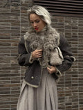 Tavimart Plush Lapel Collar Short Jacket For Women Patchwork Long Sleeved Thicken Warm Coat Winter