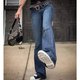 Tavimart Retro Low Waist Jeans For Women Straight Mop Pants Y2K Street Fashion Wide - Leg Denim