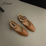 Tavimart - Retro Ugly Cute Mary Jane Square Toe Women Flat Shoes Genuine Leather Flats Woman One