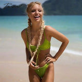 Tavimart Ribbed Bikinis Mujer 2 Pcs Women Swimsuits Push Up Underwire Female Swimwear String Beach
