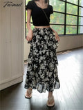 Tavimart - Split Vintage A-Line Skirts Florals Chic Women Holiday Patchwork Casual Summer Office