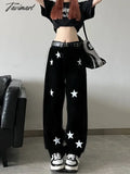 Tavimart Star Print High Waist Jeans American Retro Street Straight - Leg Pants Baggy Women Y2K Hot