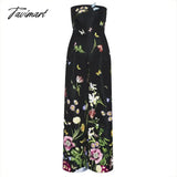 Tavimart Stylish Wide Leg Jumpsuits Women One Piece Outfit Floral Printed Butterfly Appliques Tube